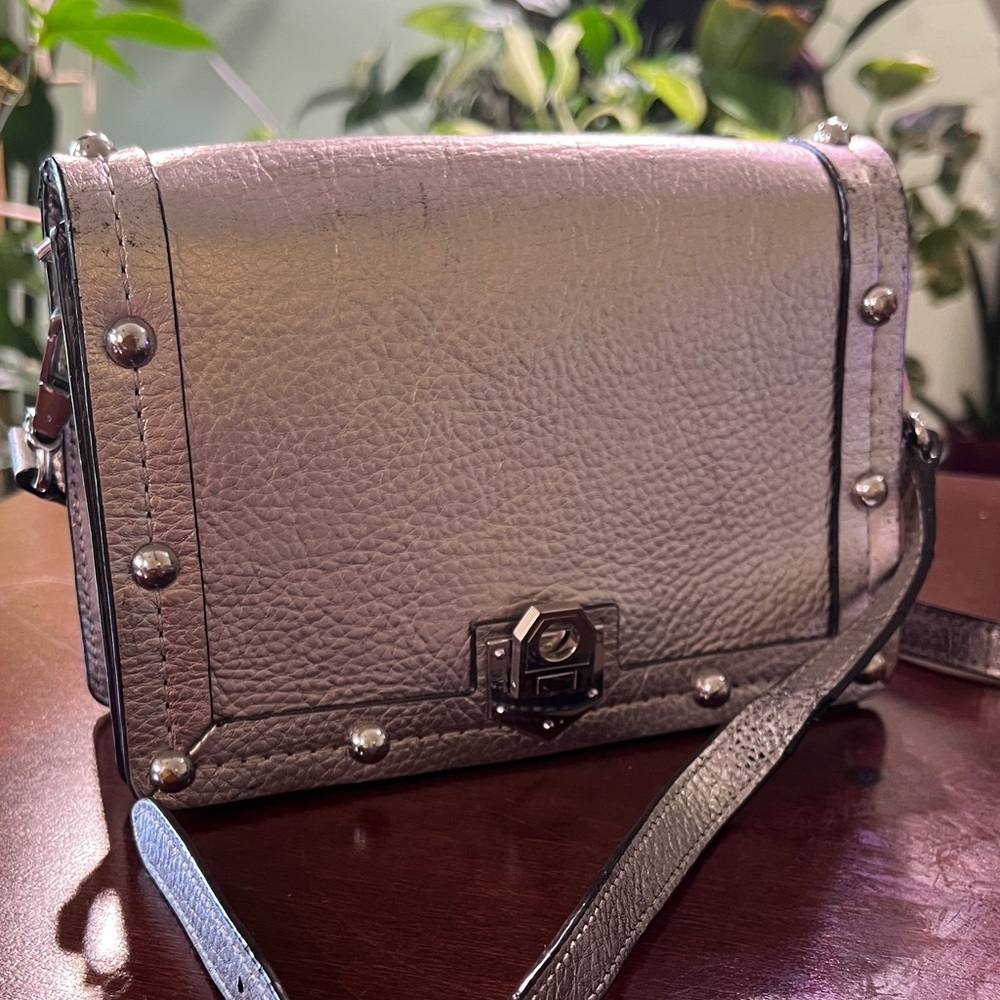 Rebecca Mincoff Silver Studded Crossbody Bag